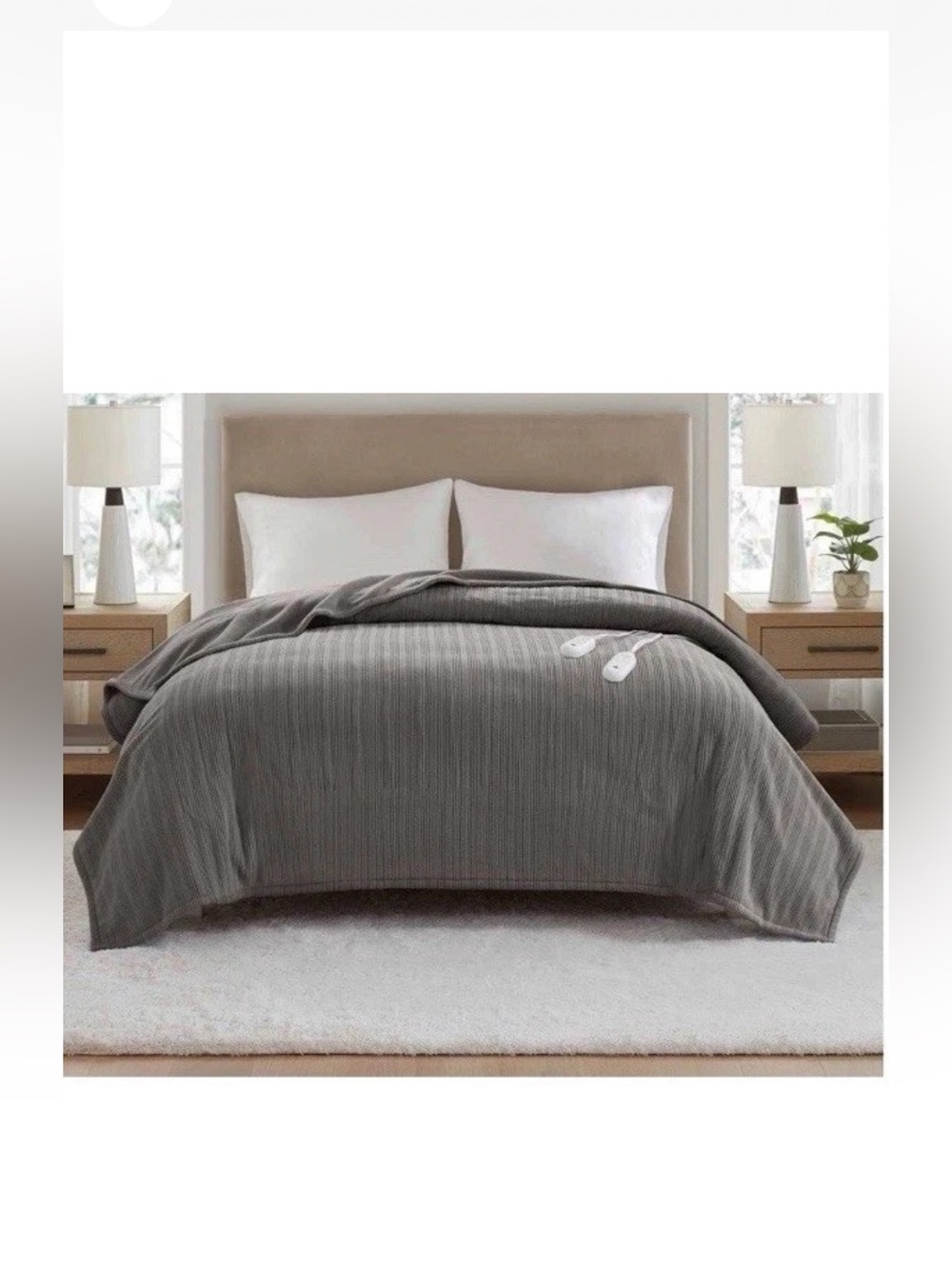 Gray Electric Heated Throw Blanket - Soft Corded Comfort